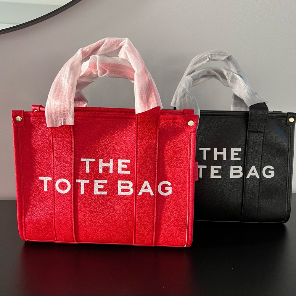 Chic Red and Black Tote Bag by